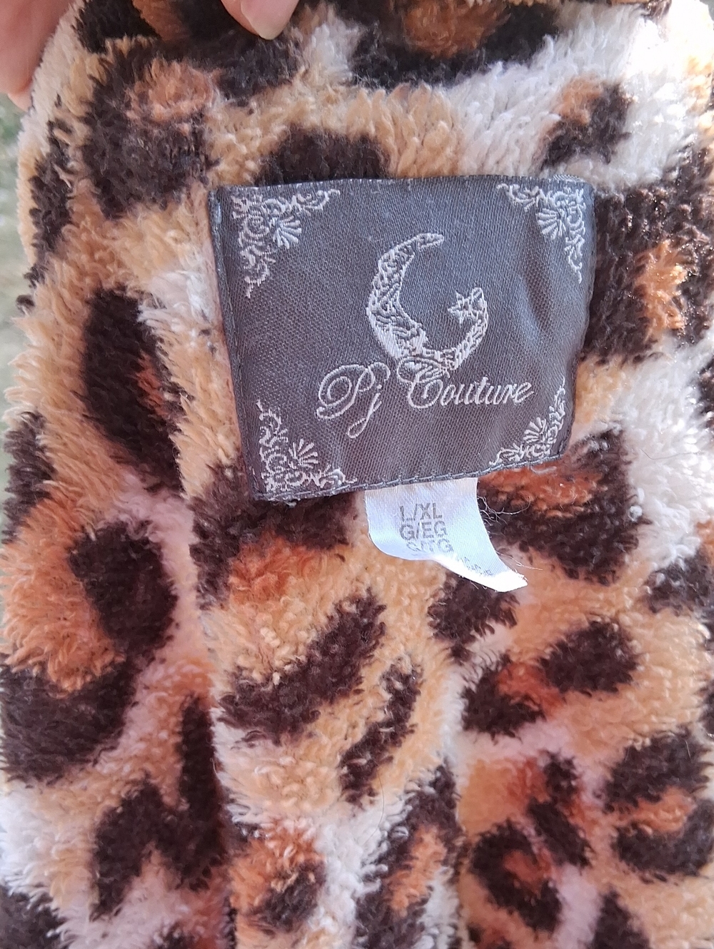 Pj Couture Leopard Plush Robe in Brown and Cream